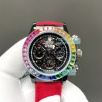 AAA Clone Rolex Daytona Skeleton Rainbow Bezel 43mm Quartz Chronograph Watch 